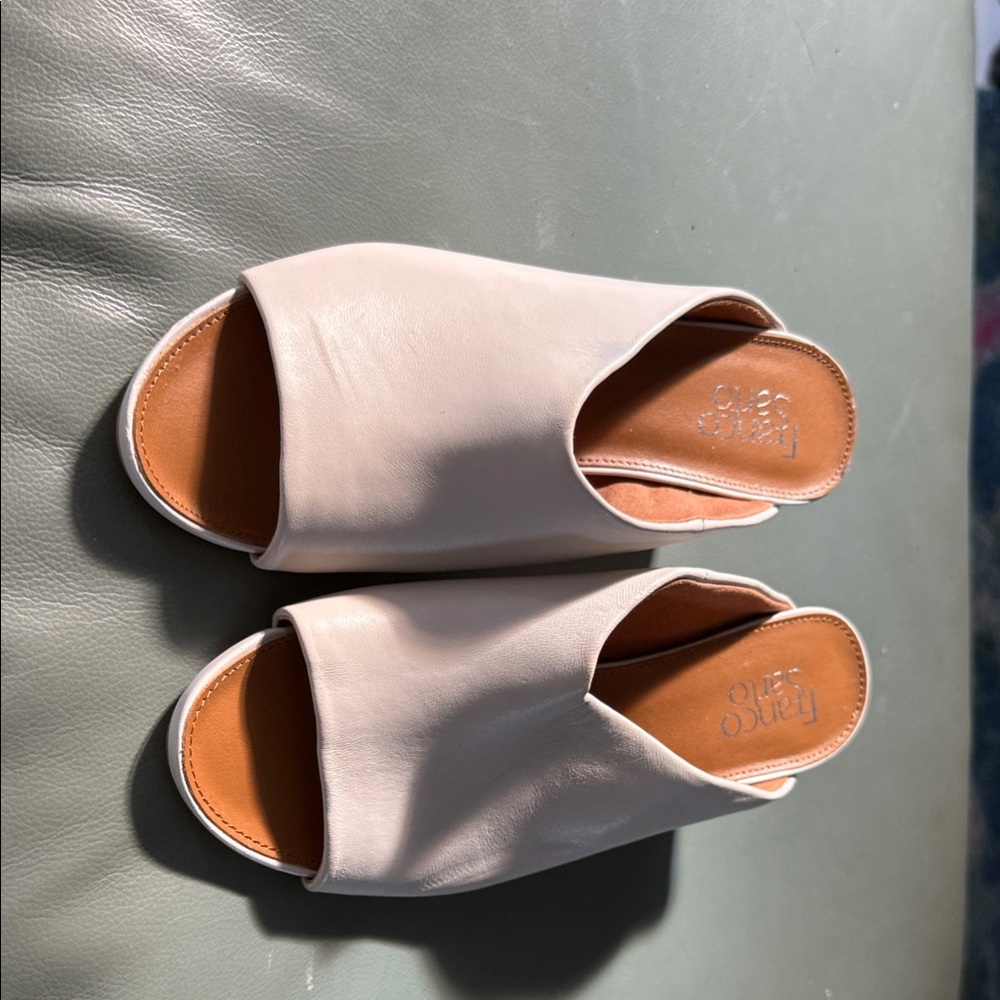 Franco Sarto Cream Open-Toe Mules